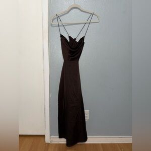 Elegant dark brown Spaghetti Strap Dress